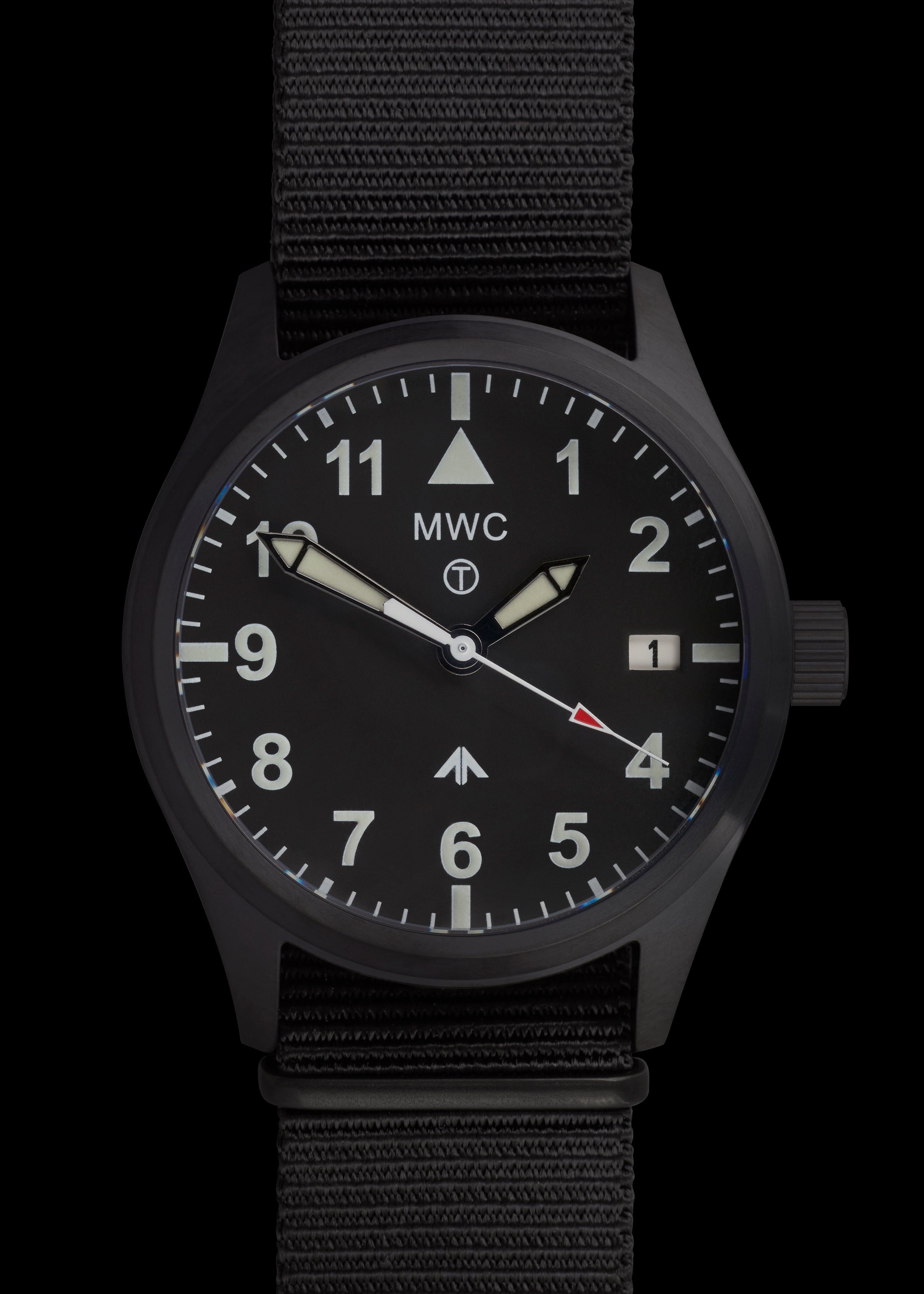 MWC Classic 40mm Covert Black PVD Steel Aviator Watch with Sapphire Cy