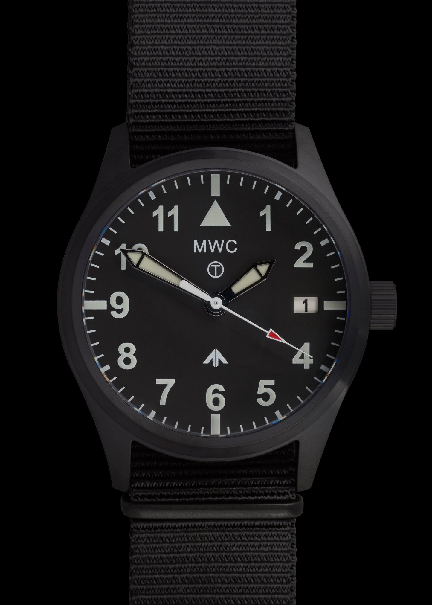 MWC Classic 40mm Covert Black PVD Steel Aviator Watch with Sapphire Cystal, 24 Jewel Automatic Movement and 100m Water Resistance