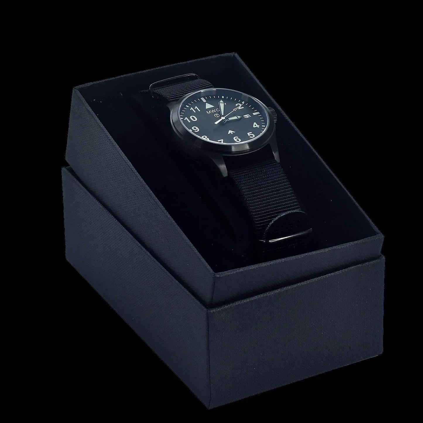 MWC Classic 40mm Covert Black PVD Steel Aviator Watch with Sapphire Cystal, 24 Jewel Automatic Movement and 100m Water Resistance