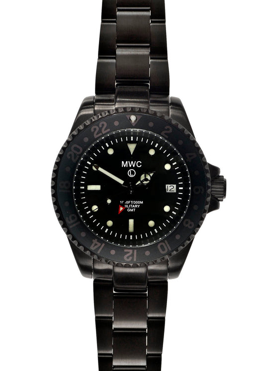 MWC GMT (Dual Time Zone) PVD Military Watch on Matching Steel Bracelet