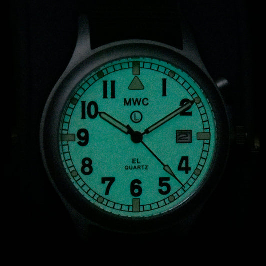 MWC G10EL Black PVD Steel General Service Watch with Electroluminescent (EL) Backlit Dial