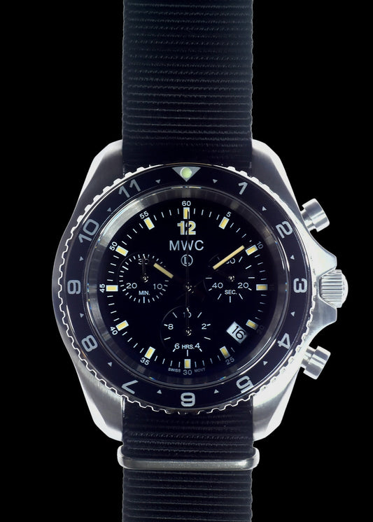 MWC NATO Pattern Stainless Steel Military Pilots Chronograph with Sapphire Crystal - 12 Hour Dial