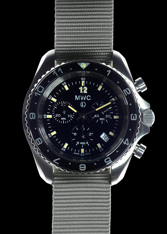 MWC NATO Pattern Stainless Steel Military Pilots Chronograph with Sapphire Crystal - 12 Hour Dial