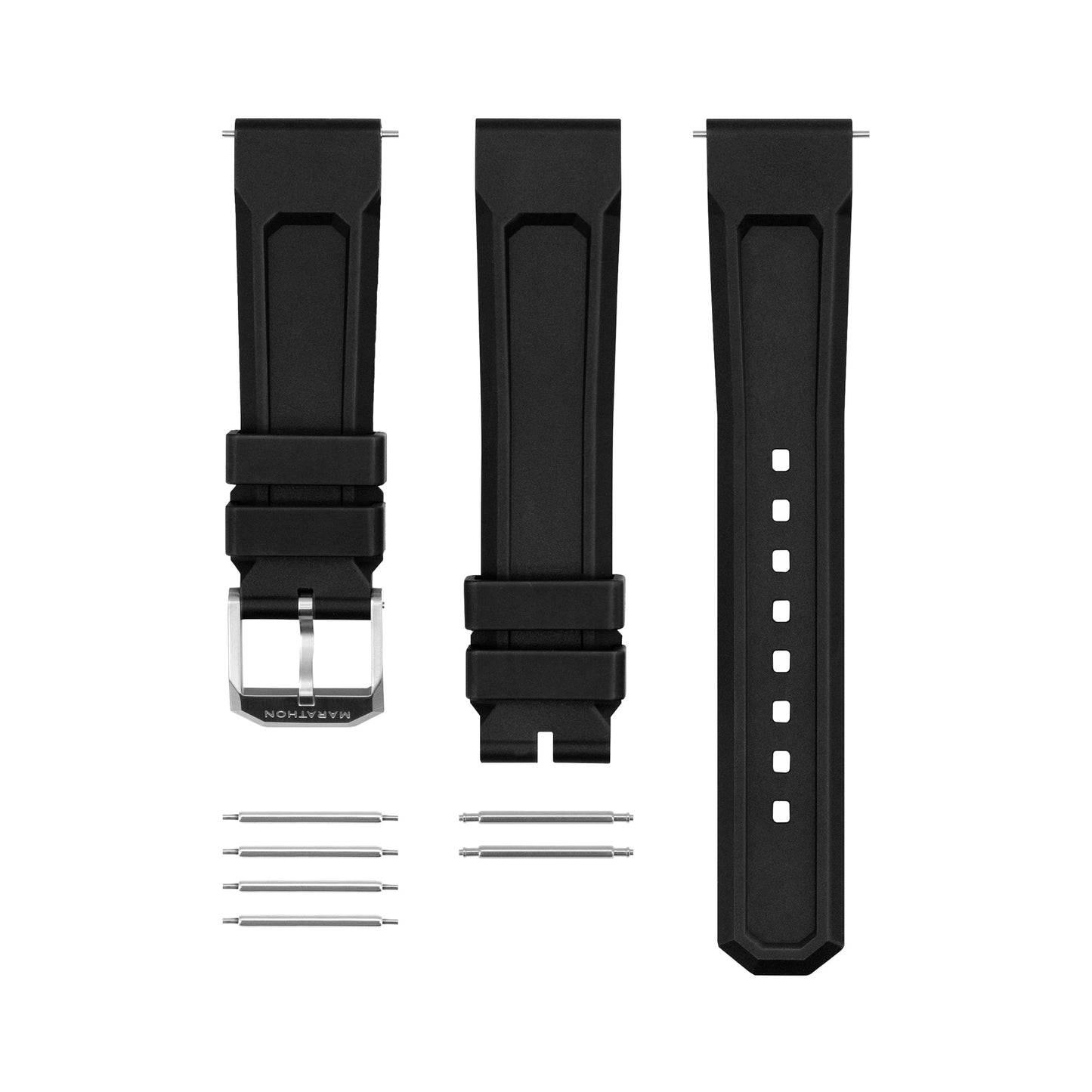 3-PIECE RUBBER STRAP KIT, BLACK, 20MM