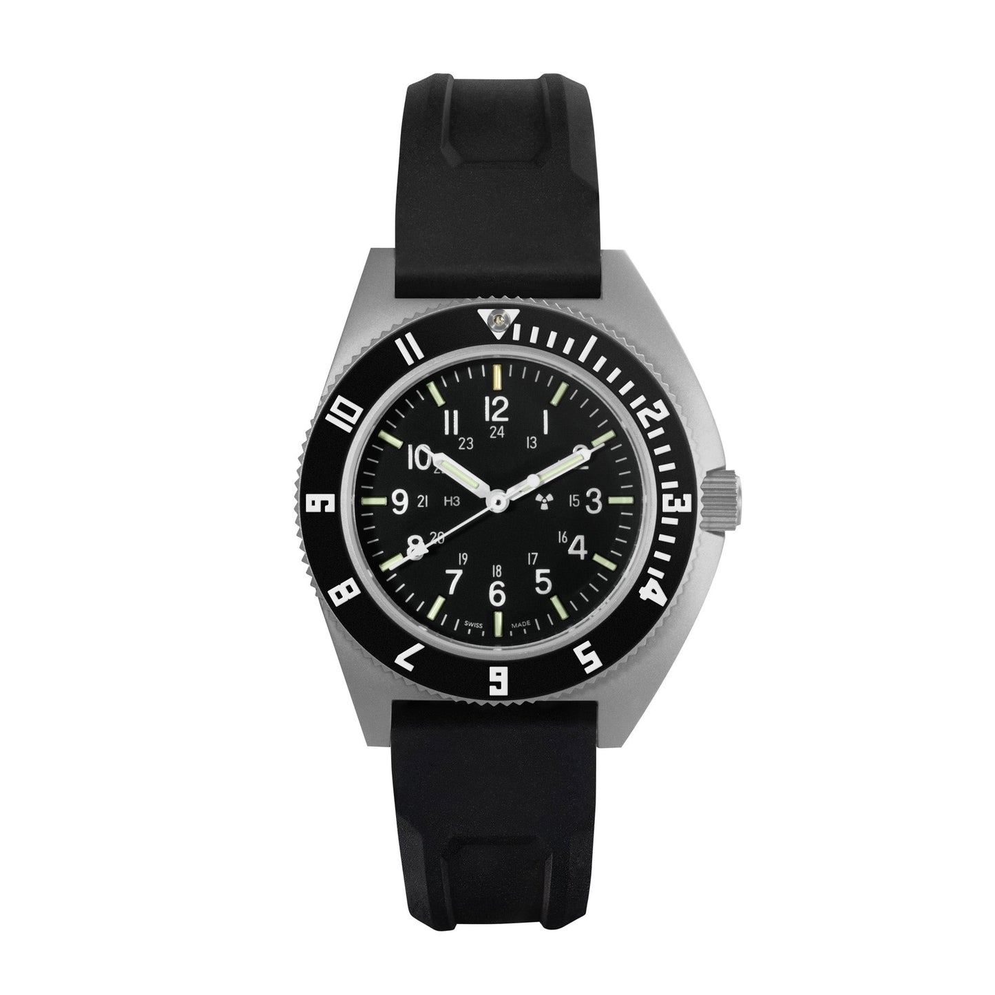 41MM STEEL NAVIGATOR (SSNAV) ON BLACK 3-PIECE RUBBER STRAP KIT