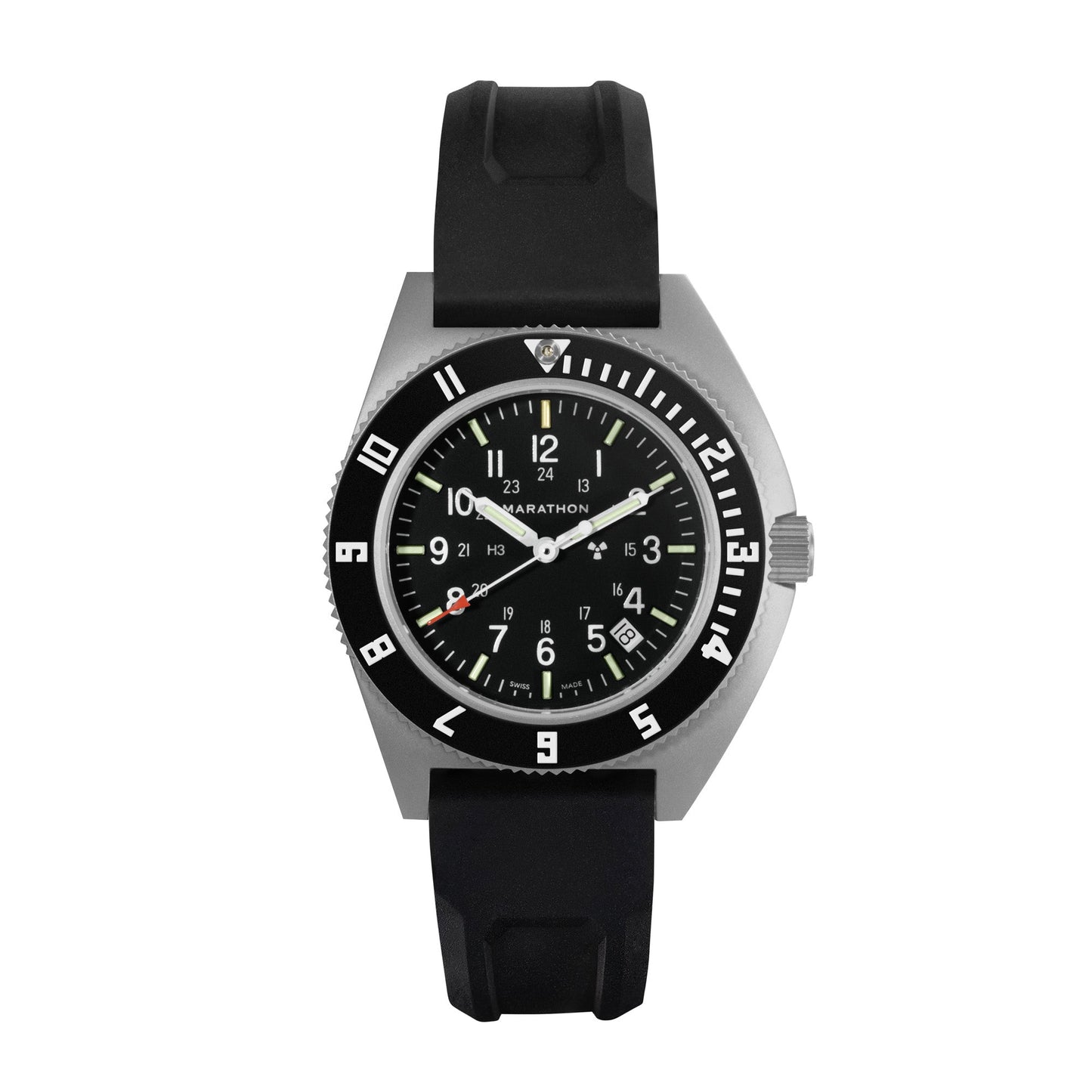 41MM STEEL NAVIGATOR W/DATE (SSNAV-D) ON BLACK 3-PIECE RUBBER STRAP KIT