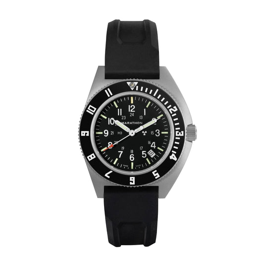 41MM STEEL NAVIGATOR W/DATE (SSNAV-D) ON BLACK 3-PIECE RUBBER STRAP KIT
