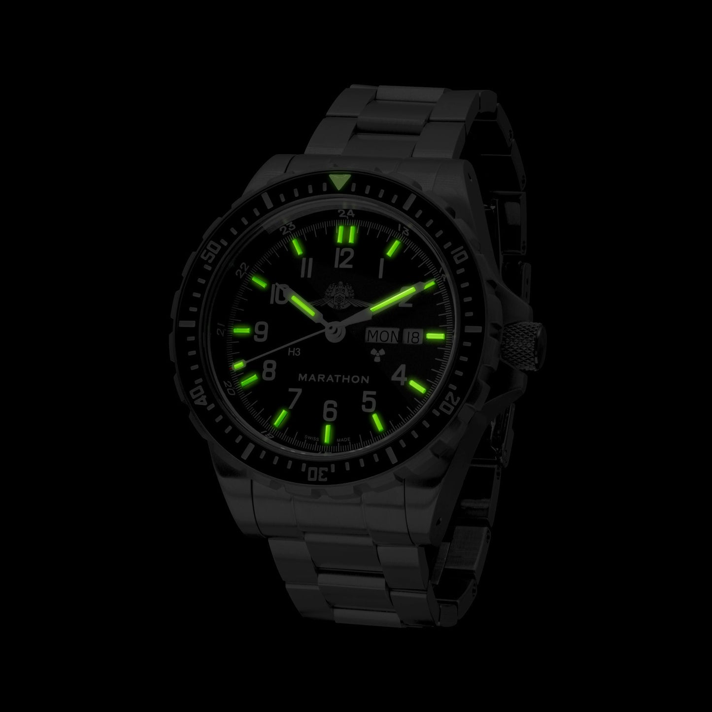 OFFICIAL IDF YAMAM™ JUMBO DAY/DATE AUTOMATIC (JDD) WITH STAINLESS STEEL BRACELET - 46MM