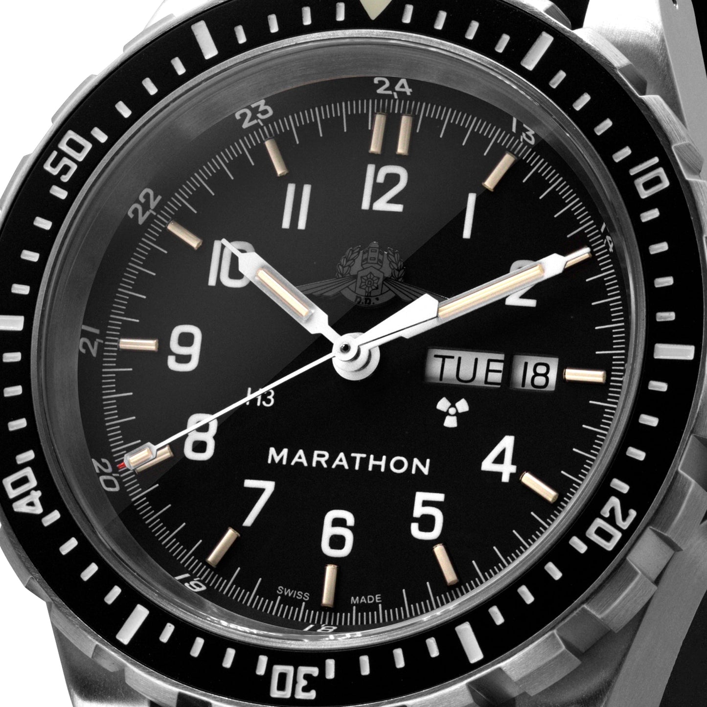 OFFICIAL IDF YAMAM™ JUMBO DAY/DATE AUTOMATIC (JDD) WITH STAINLESS STEEL BRACELET - 46MM