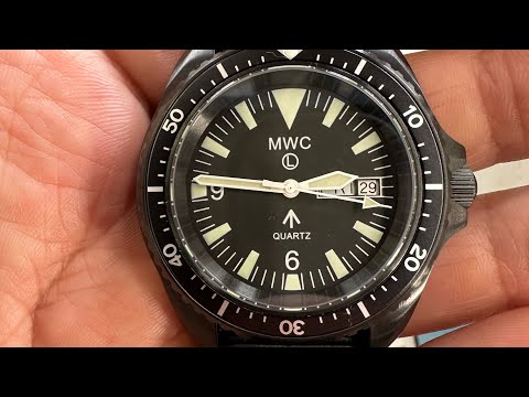Load video: MWC 1999-2000 Pattern Quartz PVD Military Divers Watch with Sapphire Crystal and 10 Year Battery Life YouTube Review.