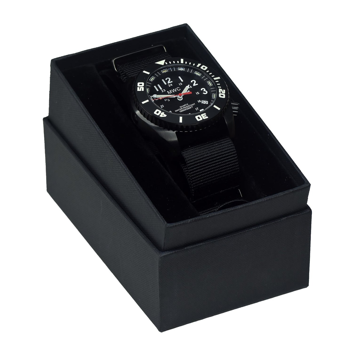 MWC "Depthmaster" 100atm / 3,280ft / 1000m Water Resistant Military Divers Watch in PVD Stainless Steel Case with GTLS and Helium Valve (Swiss Ronda 715li 10 Year Battery Movement)