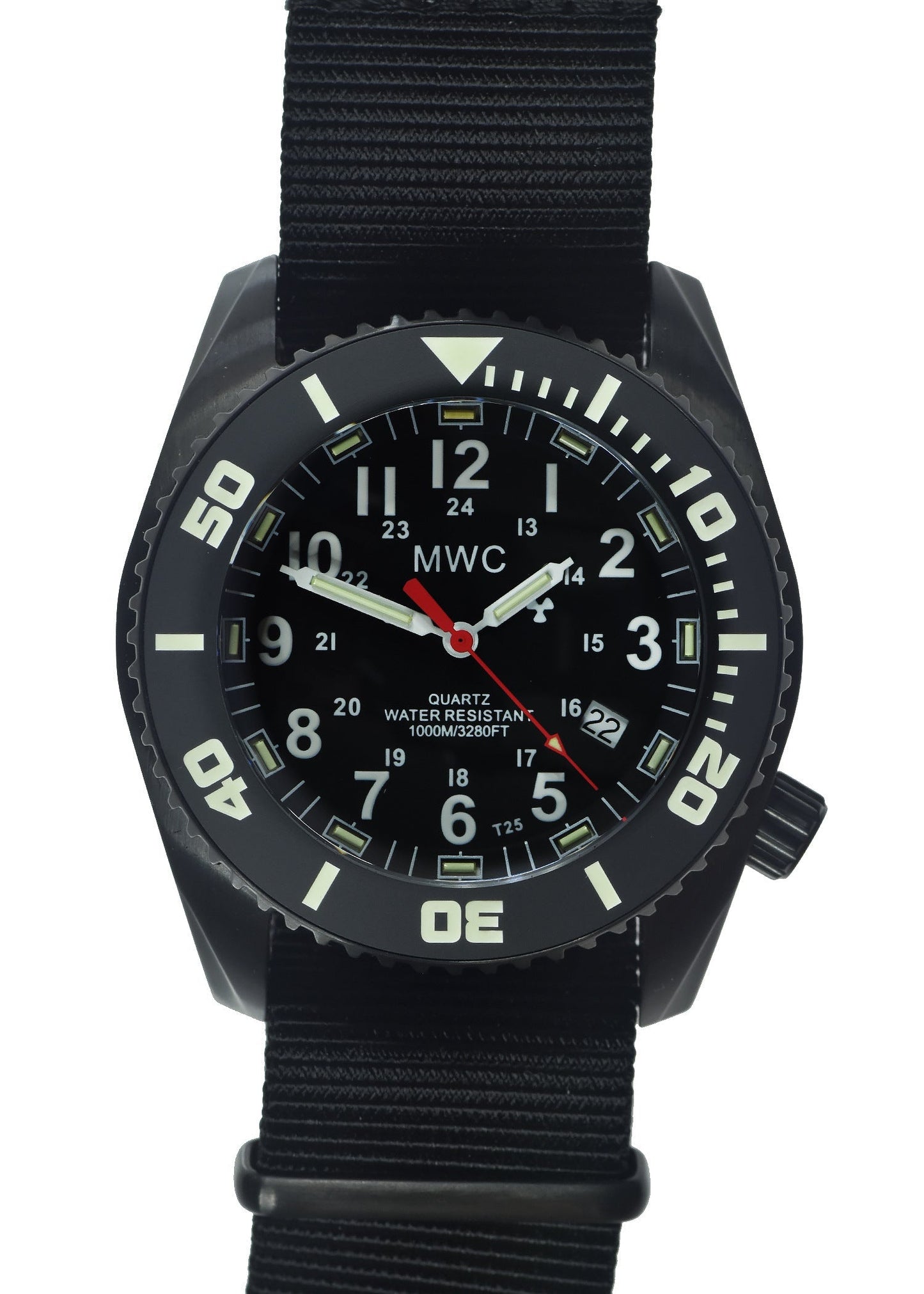 MWC "Depthmaster" 100atm / 3,280ft / 1000m Water Resistant Military Divers Watch in PVD Stainless Steel Case with GTLS and Helium Valve (Swiss Ronda 715li 10 Year Battery Movement)