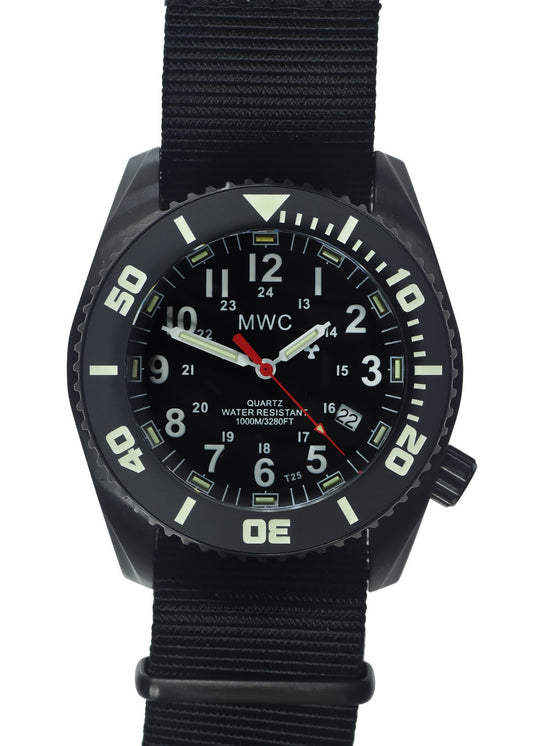 MWC "Depthmaster" 100atm / 3,280ft / 1000m Water Resistant Military Divers Watch in PVD Stainless Steel Case with GTLS and Helium Valve (Swiss Ronda 715li 10 Year Battery Movement)