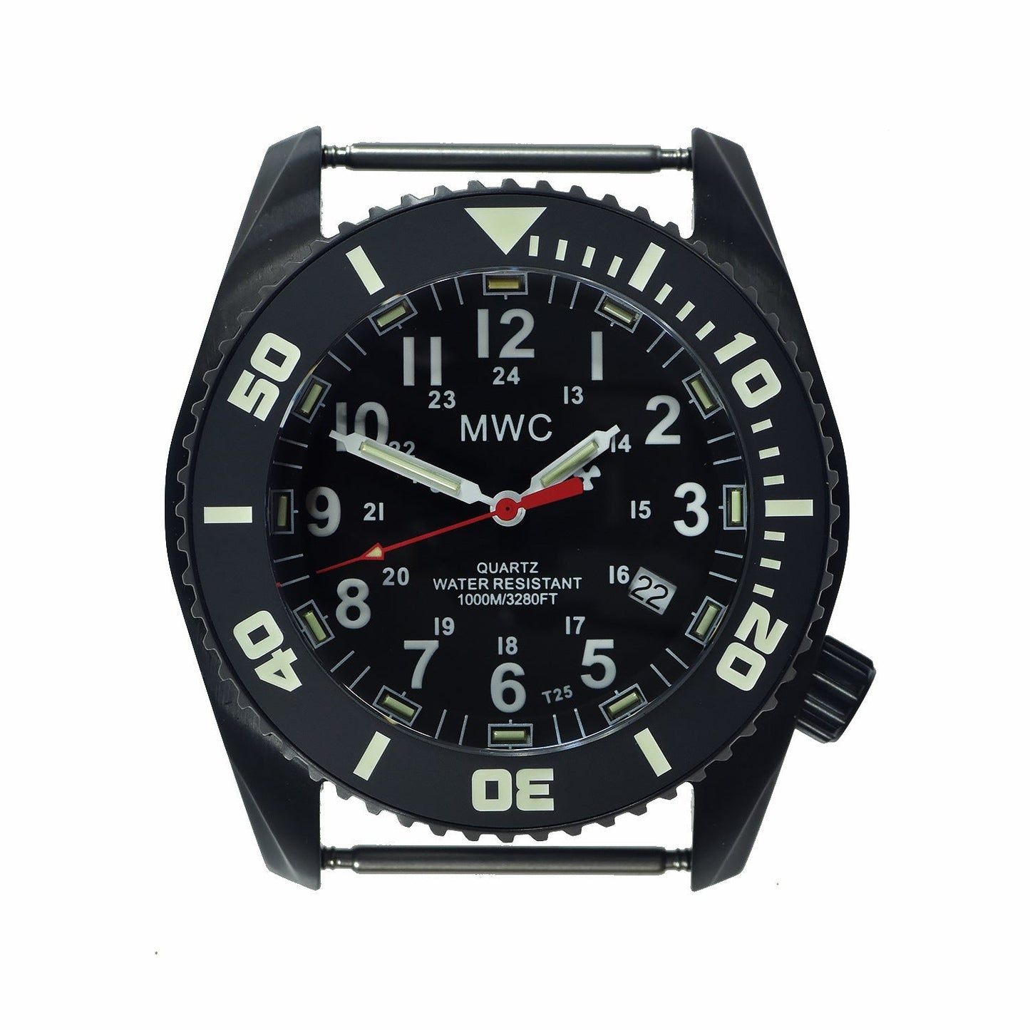 MWC "Depthmaster" 100atm / 3,280ft / 1000m Water Resistant Military Divers Watch in PVD Stainless Steel Case with GTLS and Helium Valve (Swiss Ronda 715li 10 Year Battery Movement)