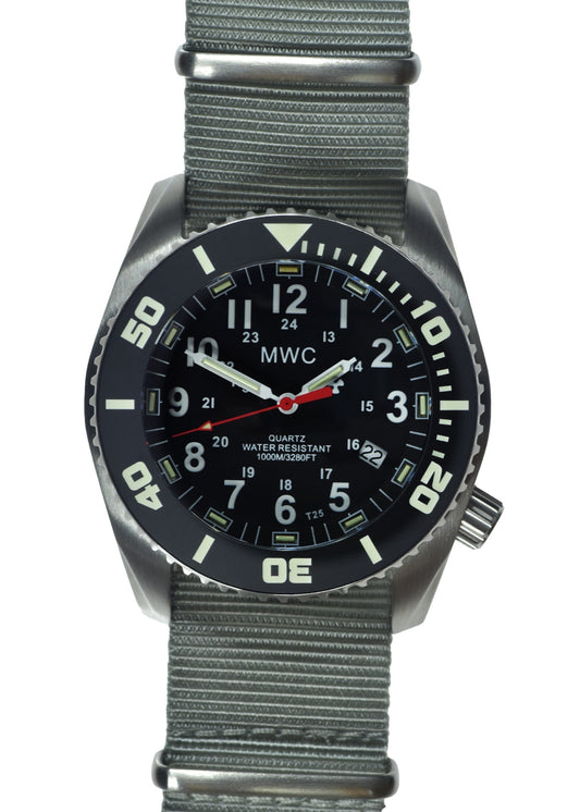 MWC "Depthmaster" 100atm / 3,280ft / 1000m Water Resistant Military Divers Watch in a Stainless Steel Case with GTLS and Helium Valve (10 Year Battery Life)