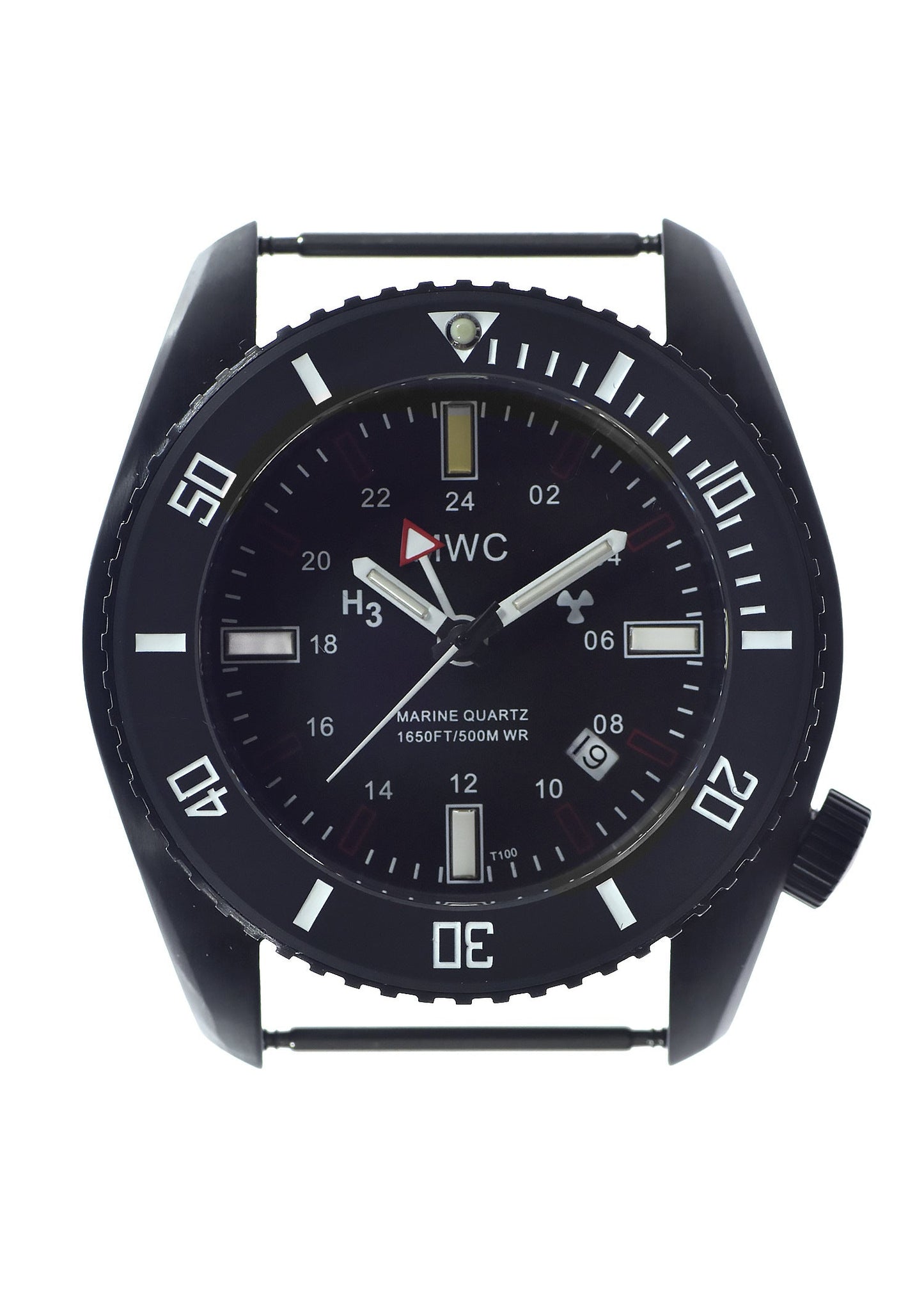 MWC "Submarine / Naval Crew Divers Watch" 500m (1,650ft) Water Resistant Dual Time Zone Military Watch in PVD Stainless Steel Case with GTLS and Helium Valve