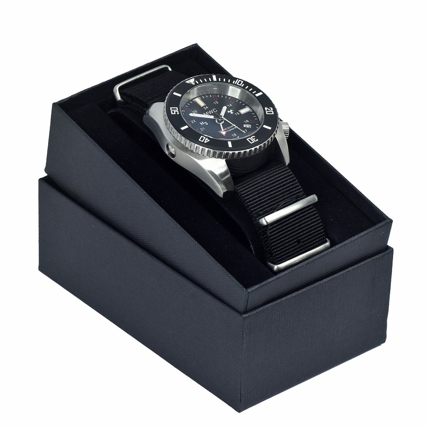 MWC "Submarine / Naval Crew Divers Watch" 500m (1,650ft) Water Resistant Dual Time Zone Military Watch in a Stainless Steel Case with GTLS and Helium Valve