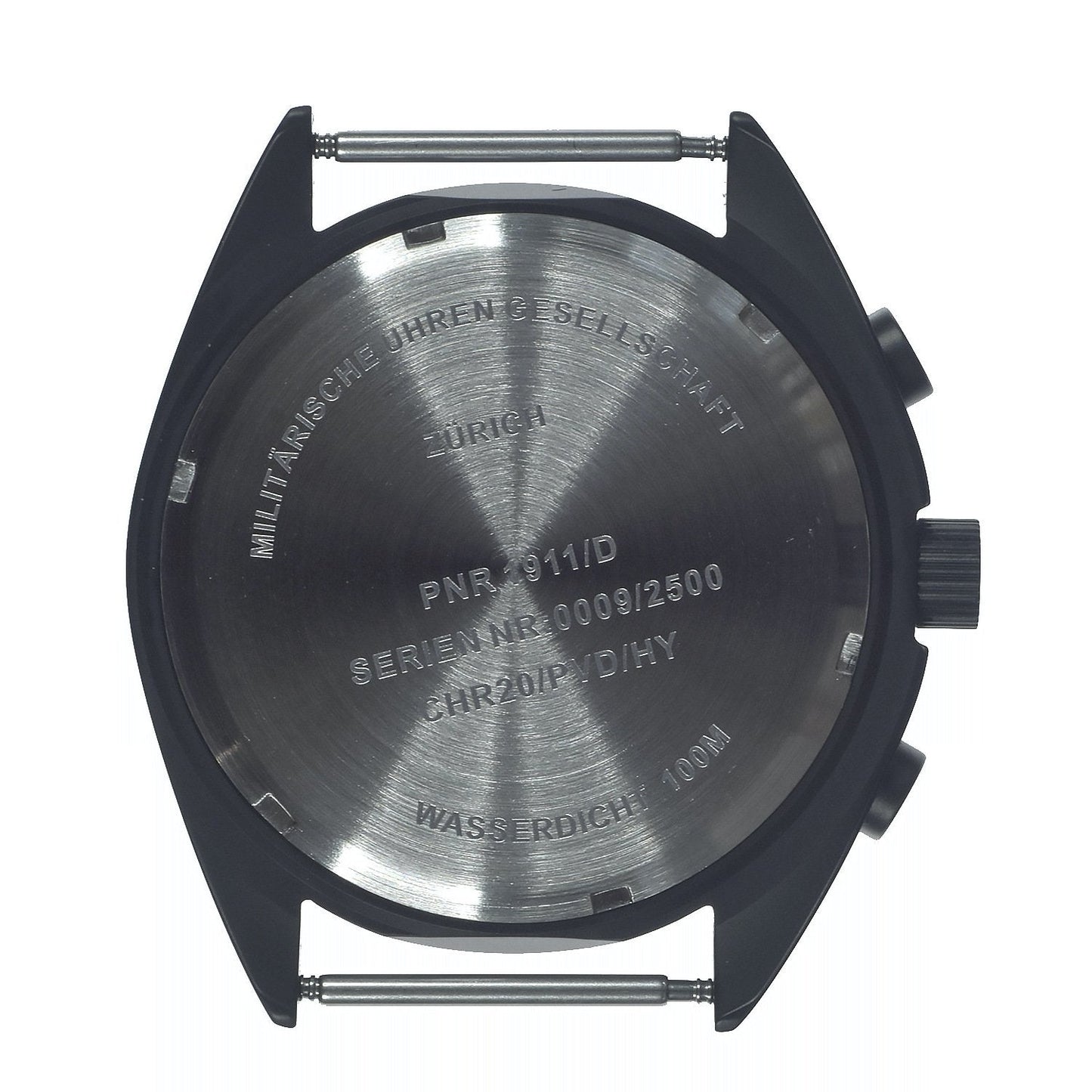 MWC Mechanical/Quartz Hybrid NATO Pattern Military Pilots Chronograph in Non Reflective Black PVD Finish