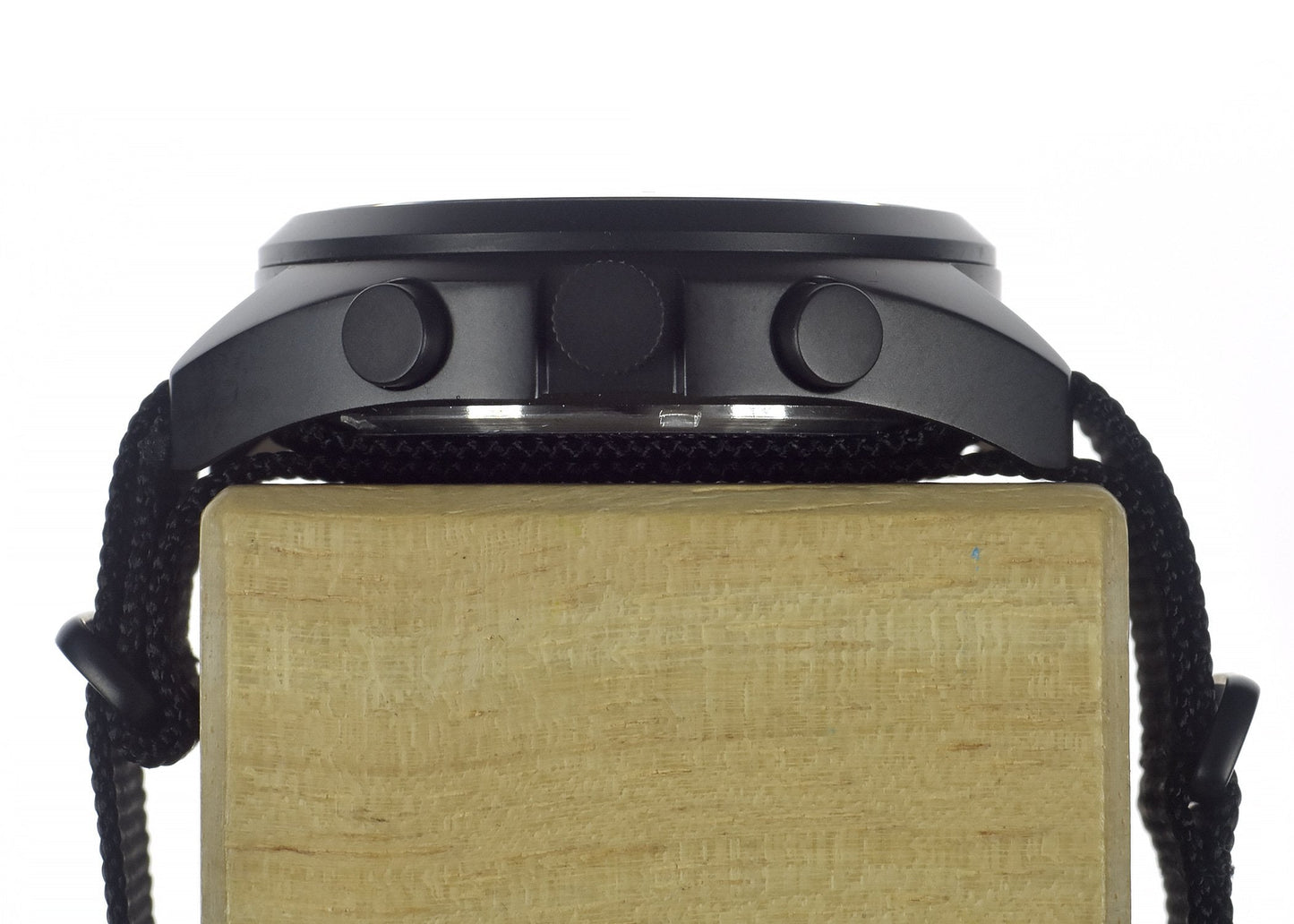 MWC Mechanical/Quartz Hybrid NATO Pattern Military Pilots Chronograph in Non Reflective Black PVD Finish