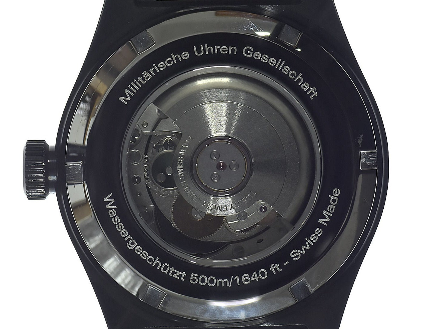 MWC Swiss Made 500m (1640ft) Water Resistant Automatic Divers Watch in Black PVD Stainless Steel With Sapphire Crystal, Ceramic Bezel and Helium Valve