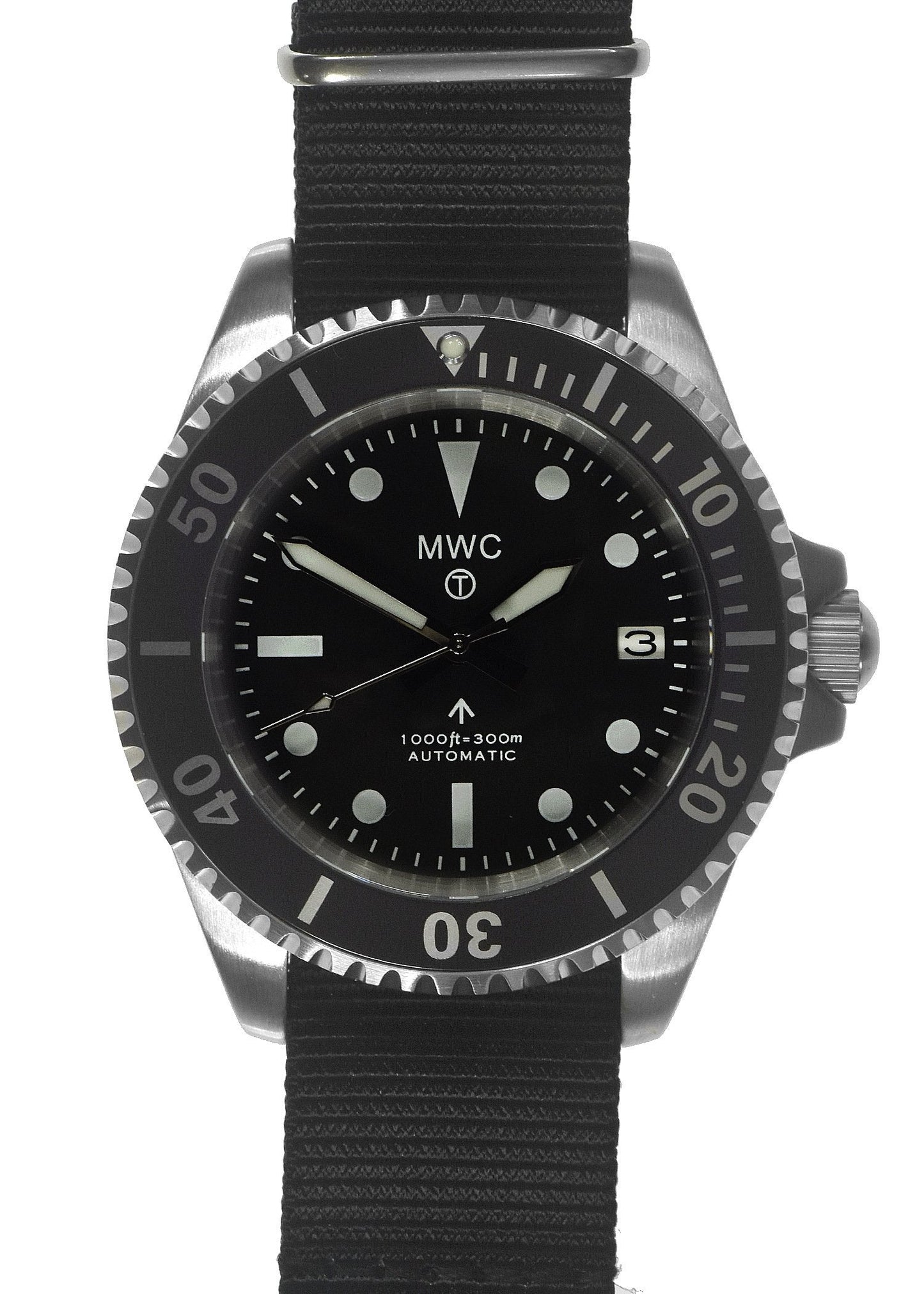 MWC 24 Jewel 1982 Pattern 300m Automatic Military Divers Watch with Sapphire Crystal on a NATO Webbing Strap