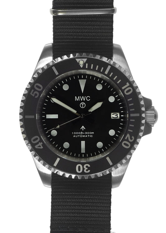 MWC 24 Jewel 1982 Pattern 300m Automatic Military Divers Watch with Sapphire Crystal on a NATO Webbing Strap