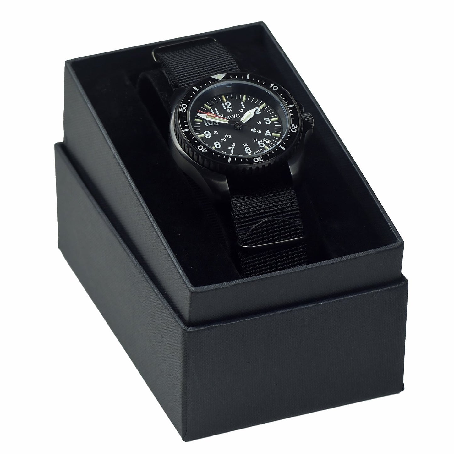 MWC Automatic Black PVD Military Divers Watch  - Tritium / GTLS Illumination, Sapphire Crystal and 60 Hour Power Reserve