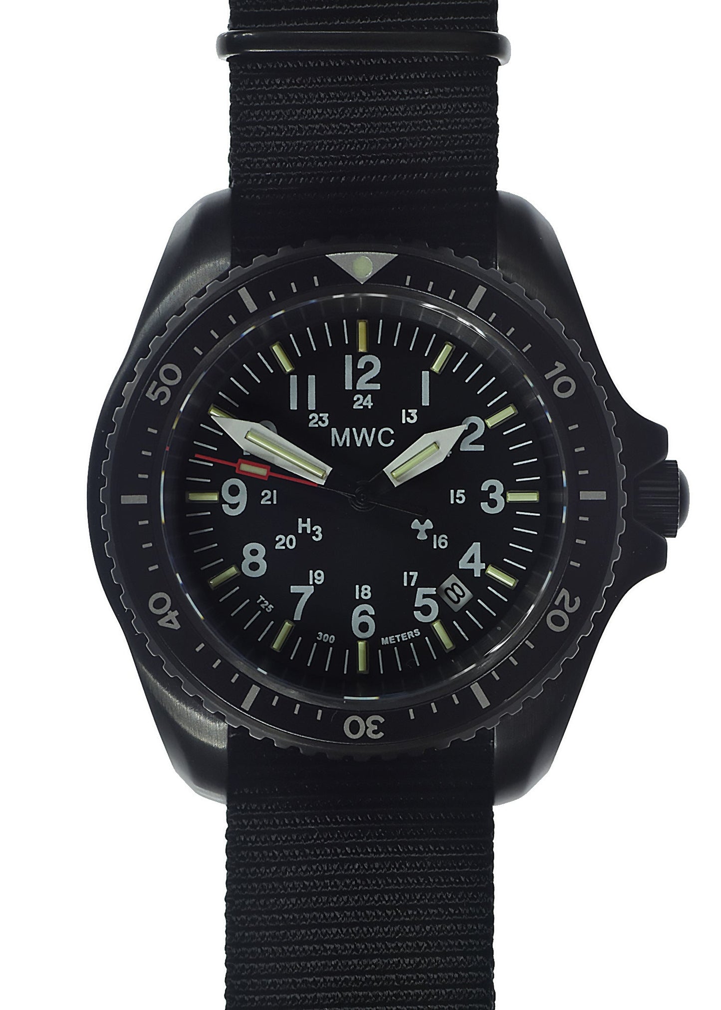 MWC Automatic Black PVD Military Divers Watch  - Tritium / GTLS Illumination, Sapphire Crystal and 60 Hour Power Reserve