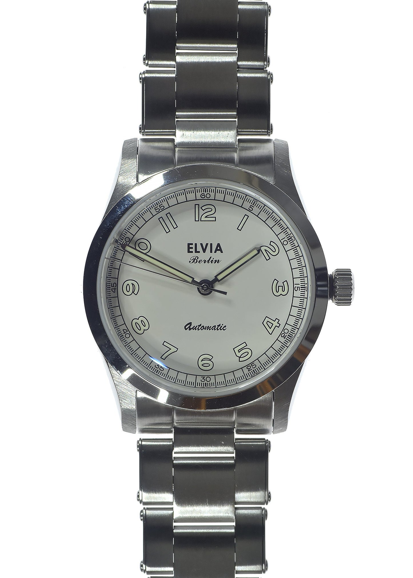 Elvia 1950s Pattern 25 Jewel Automatic Watch with Retro Luminous Paint, Sapphire Crystal with a Retro 1950s Style Bracelet