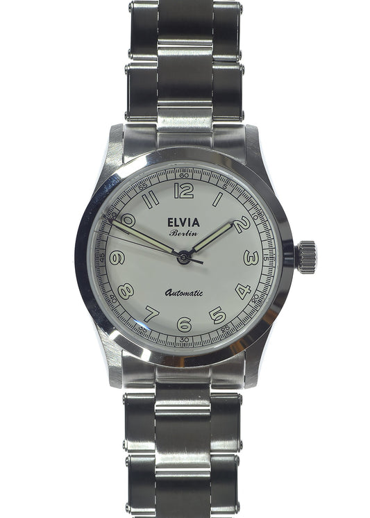 Elvia 1950s Pattern 25 Jewel Automatic Watch with Retro Luminous Paint, Sapphire Crystal with a Retro 1950s Style Bracelet