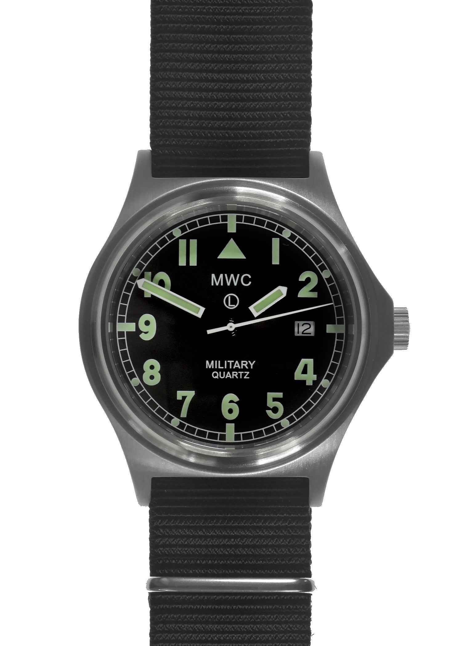 MWC G10 50m 165ft Water Resistant NATO Pattern Military Watch with Satin Case Finish Fixed Strap Bars and 60 Month Battery Life