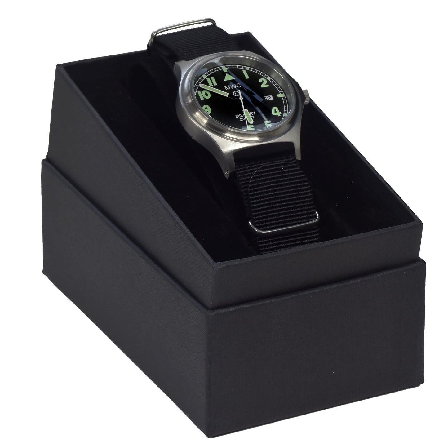 MWC G10 100m Water resistant Military Watch in Stainless Steel Satin Finish Case with Screw Crown and Ten Year Battery Life