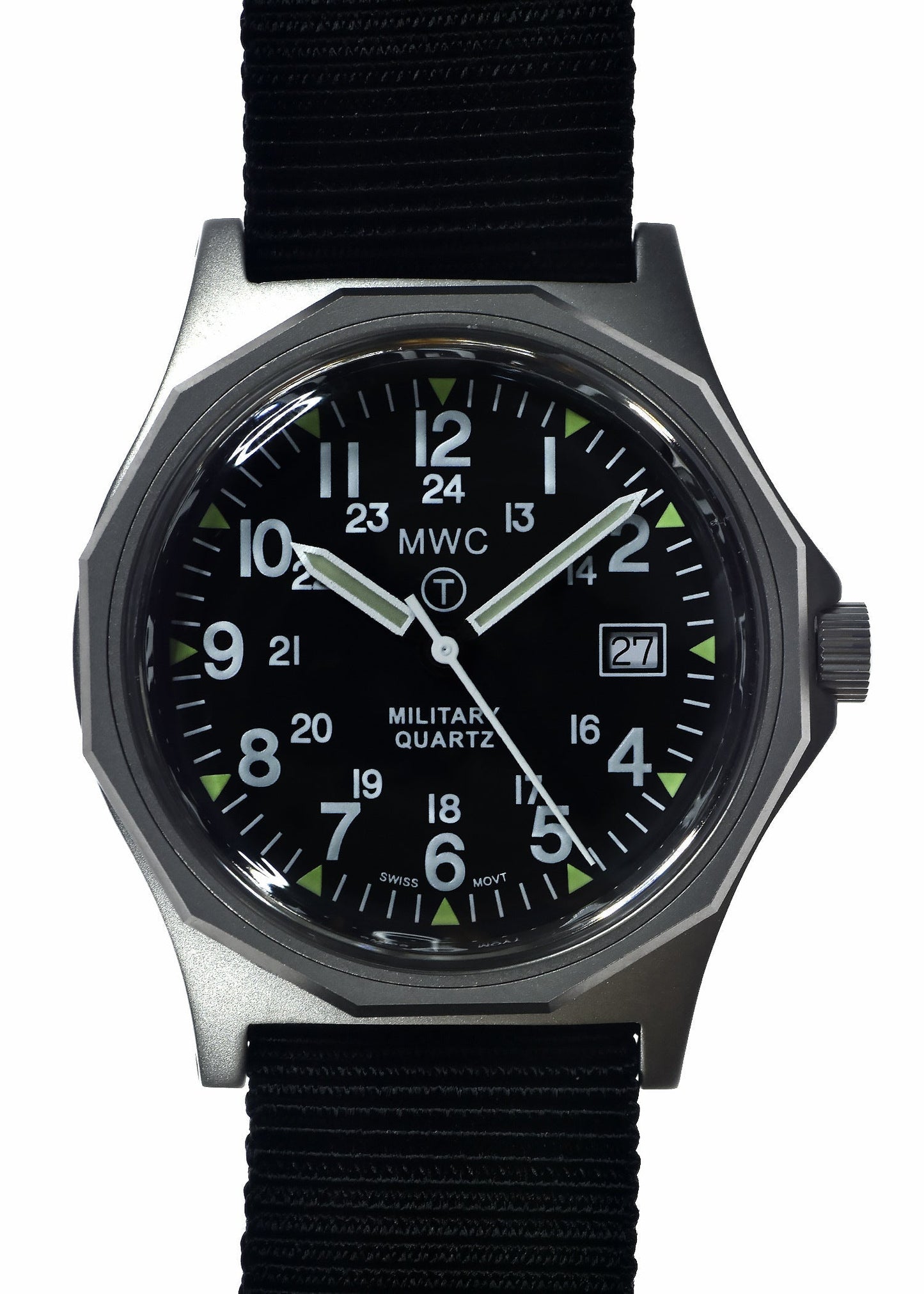 MWC G10 - Remake of 1982 to 1999 Series Watch in Stainless Steel with Plexiglass Acrylic Crystal 12/24 Hour Dial Format and Battery Hatch