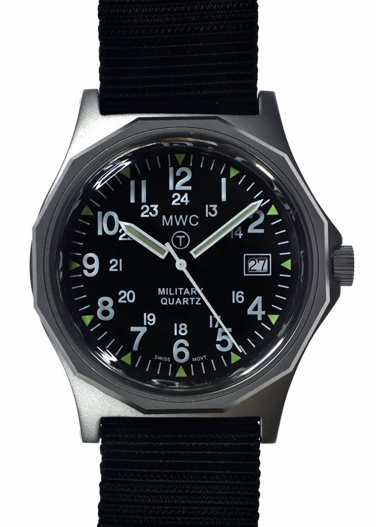 MWC G10 - Remake of 1982 to 1999 Series Watch in Stainless Steel with Plexiglass Acrylic Crystal 12/24 Hour Dial Format and Battery Hatch