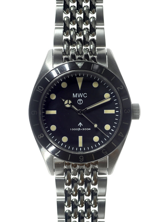 MWC Classic 1960s Pattern Divers Watch with Retro Luminous Paint and a Hybrid Mechanical/Quartz Movement on Matching Bracelet