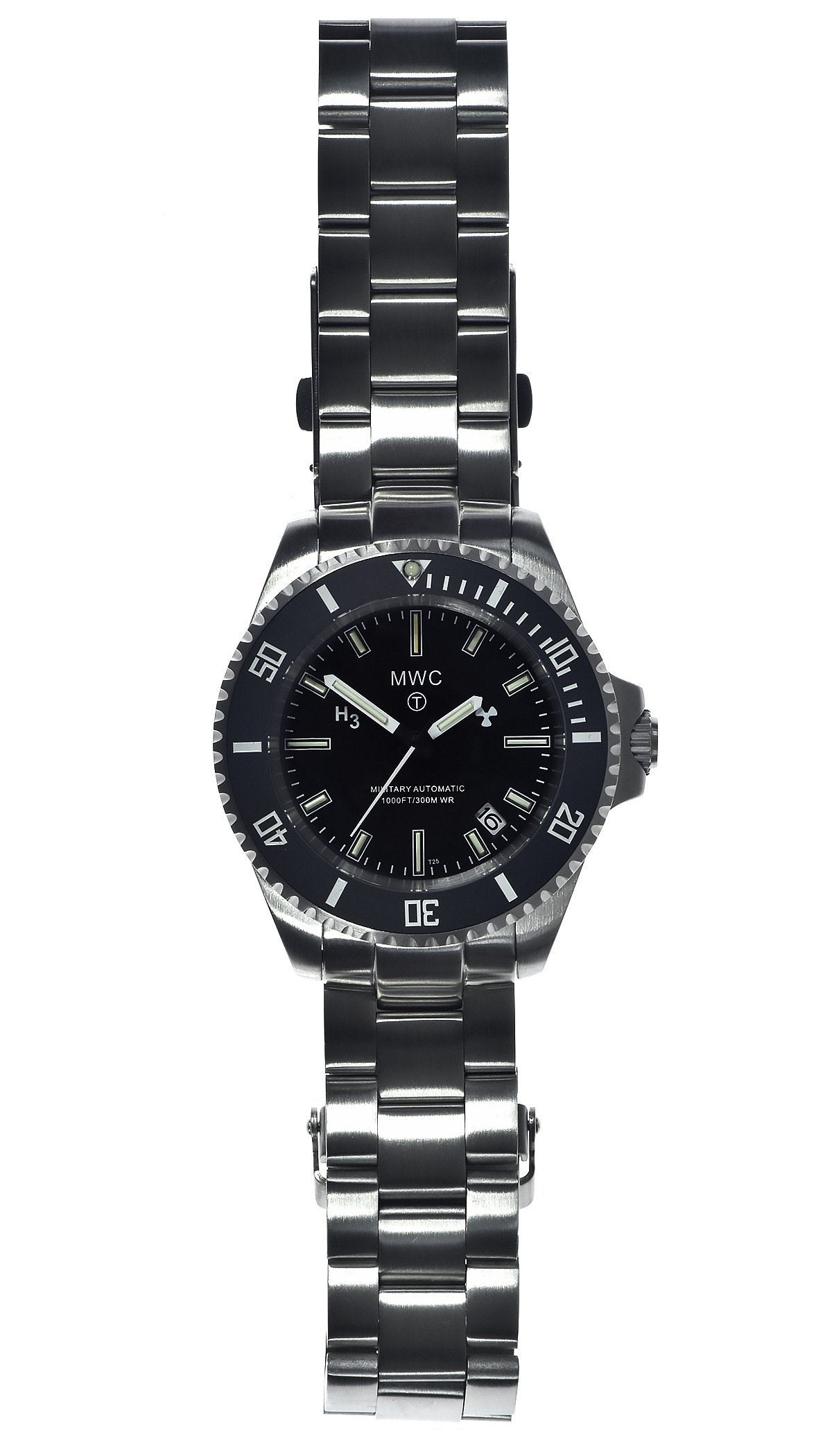 MWC 21 Jewel 300m Automatic Military Divers Watch on Bracelet with Tritium GTLS