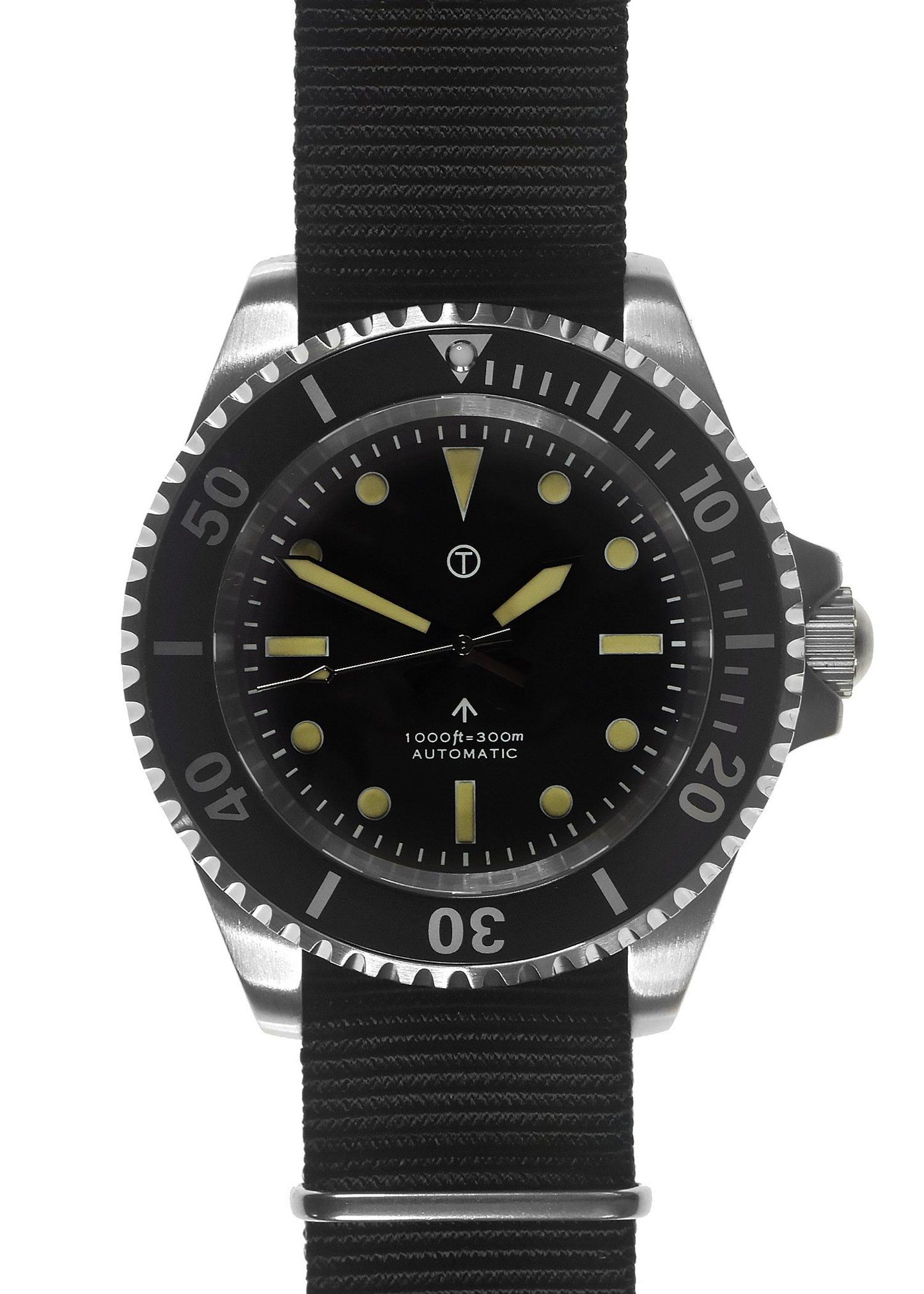 MWC 24 Jewel 1982 Pattern 300m Automatic Military Divers Watch with Sapphire Crystal on a NATO Webbing Strap (Non Date Version)