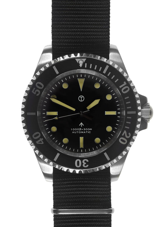 MWC 24 Jewel 1982 Pattern 300m Automatic Military Divers Watch with Sapphire Crystal on a NATO Webbing Strap (Non Date Version)
