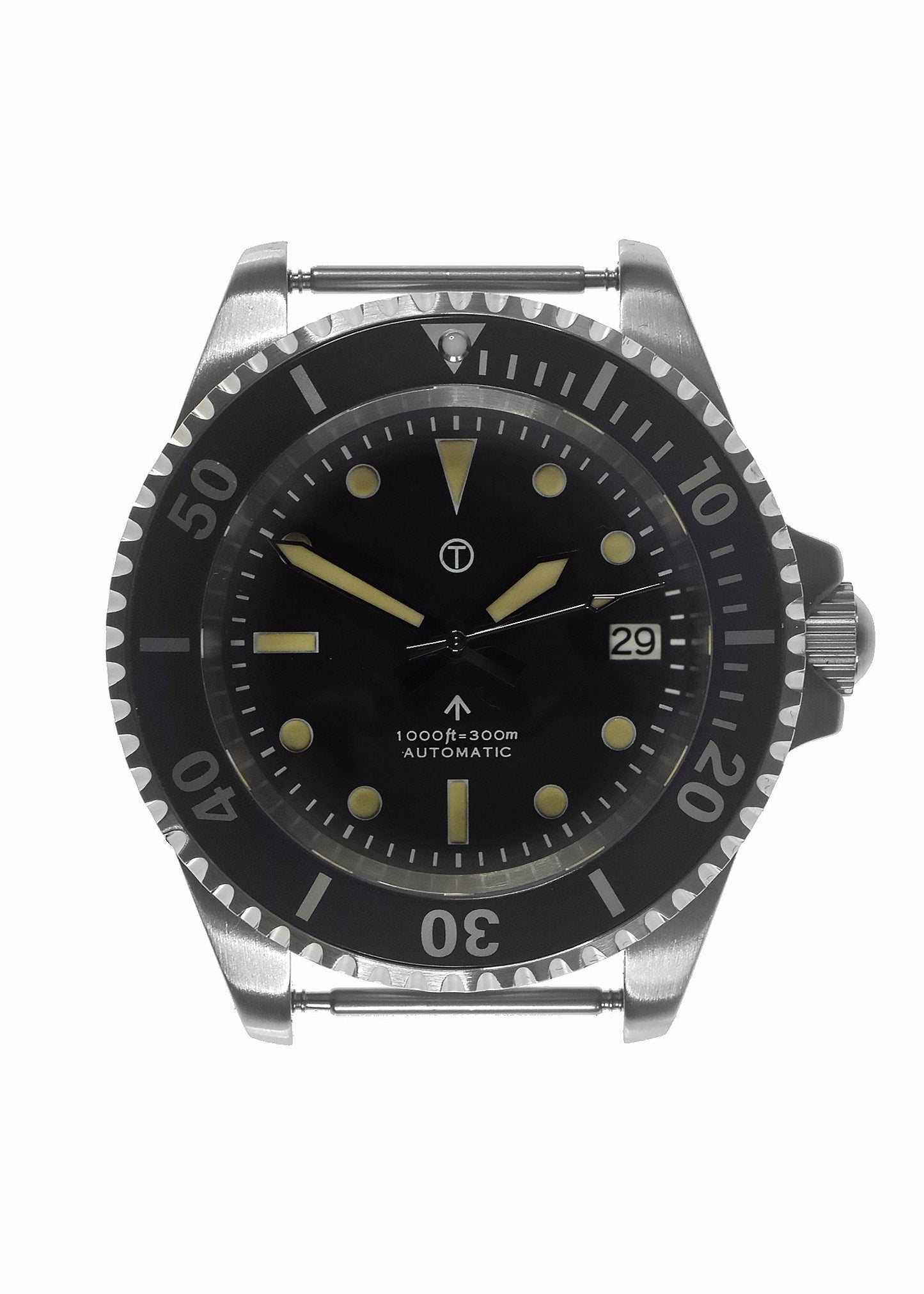 MWC 21 Jewel 1980s Pattern 300m Automatic Military Divers Watch with Sapphire Crystal and a Black and a Grey NATO Strap