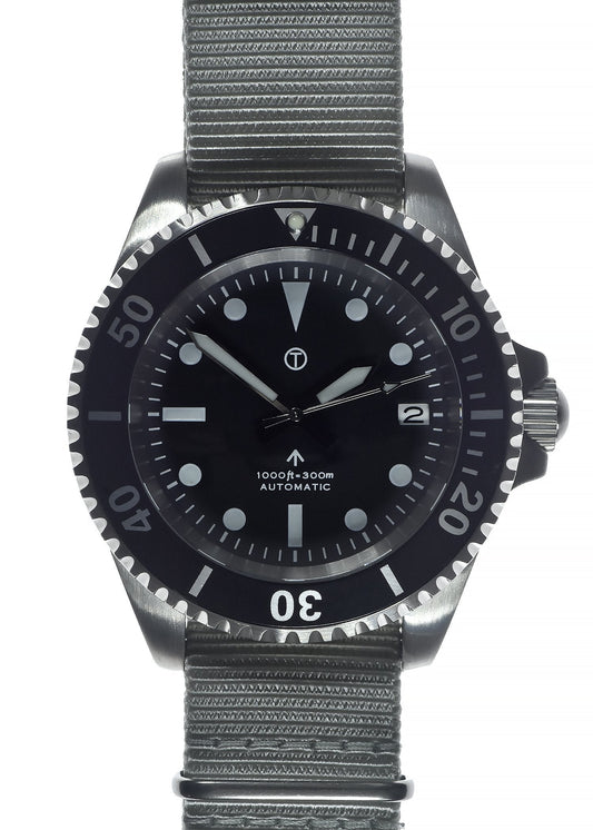 MWC 24 Jewel 1982 Pattern 300m Automatic Military Divers Watch with Sapphire Crystal on a NATO Webbing Strap
