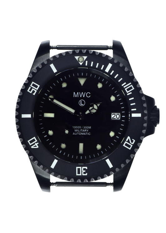 MWC 24 Jewel 300m Automatic Military Divers Watch in Black PVD Steel with Ceramic Bezel and Sapphire Crystal