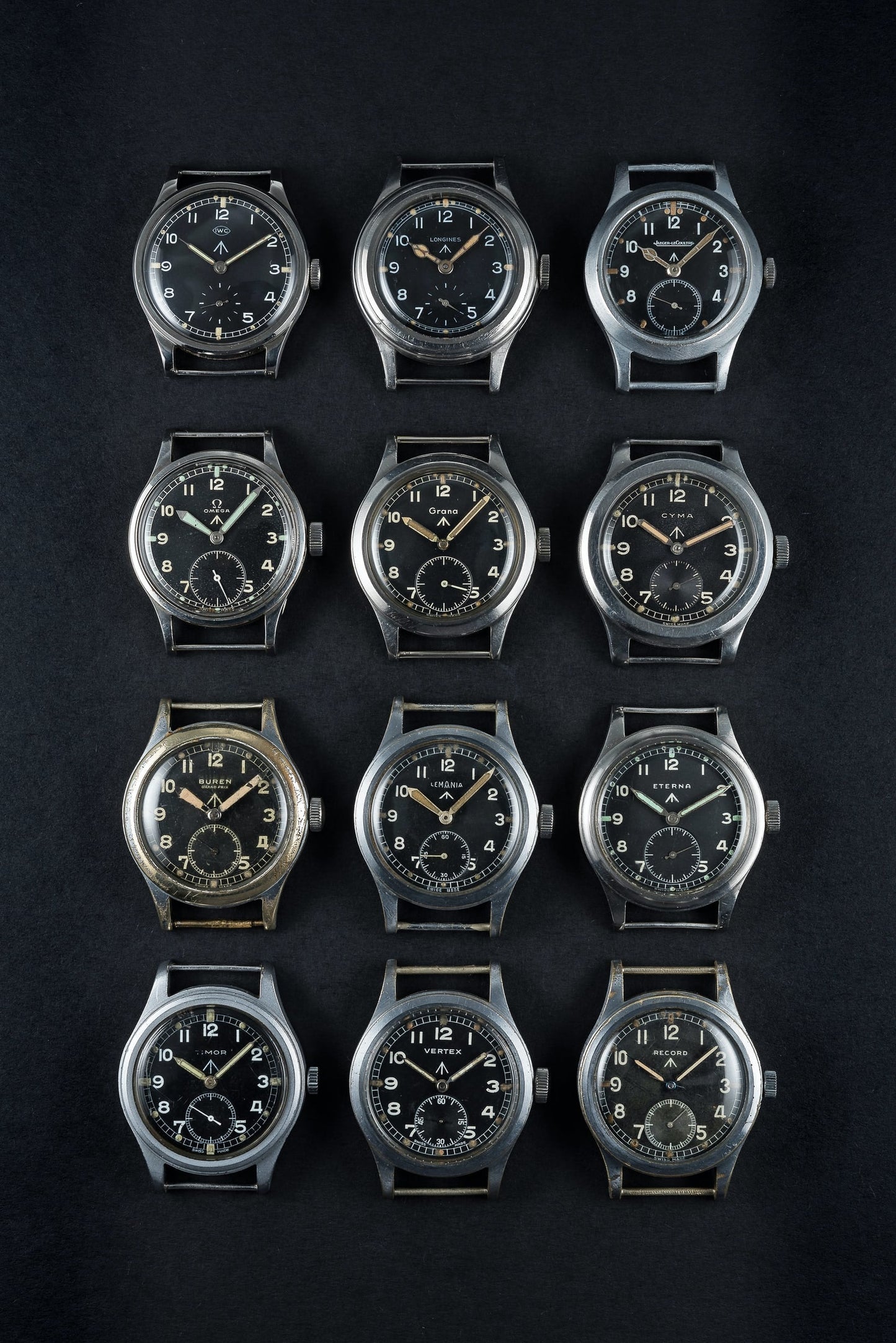 MWC 1940s/1950s "Dirty Dozen" Pattern General Service Watch with Sapphire Box Crystal and 21 Jewel Automatic Movement