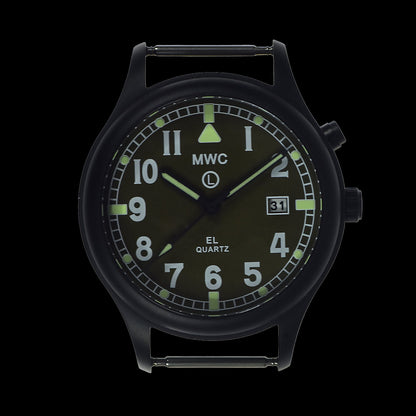 MWC G10EL Black PVD Steel General Service Watch with Olive Drab Electroluminescent (EL) Backlit Dial