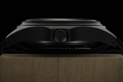 MWC GMT (Dual Time Zone) 200m/660ft Water resistant Military Watch in Black PVD Steel Case with Screw Crown