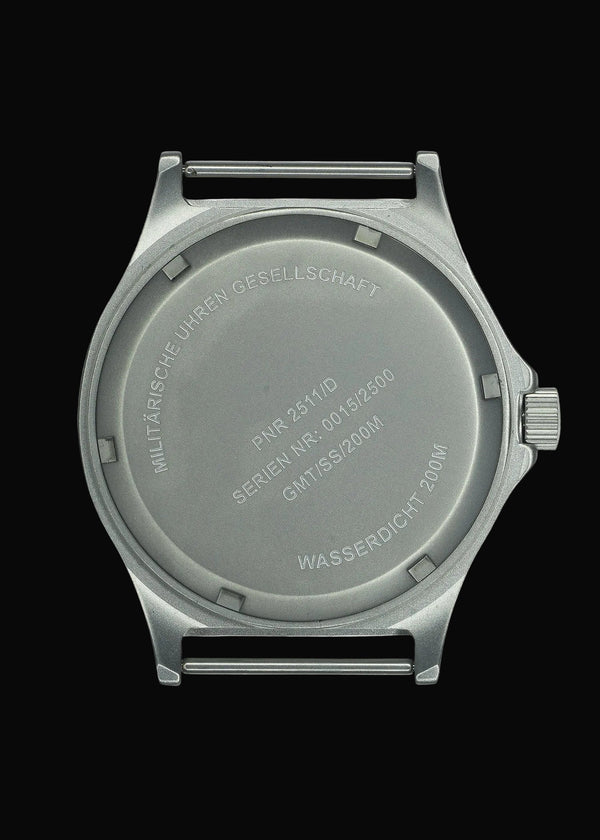 MWC GMT (Dual Time Zone) 200m/660ft Water resistant Military Watch in Stainless Steel Case with Screw Crown