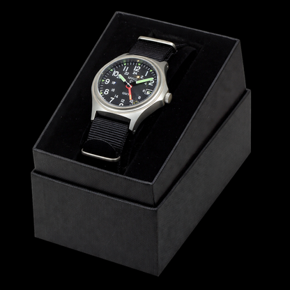 MWC GMT (Dual Time Zone) 200m/660ft Water resistant Military Watch in Stainless Steel Case with Screw Crown