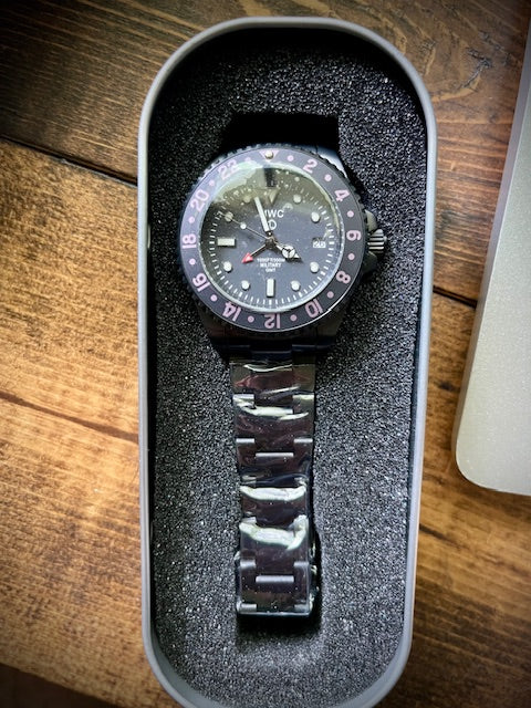 MWC GMT (Dual Time Zone) PVD Military Watch on Matching Steel Bracelet