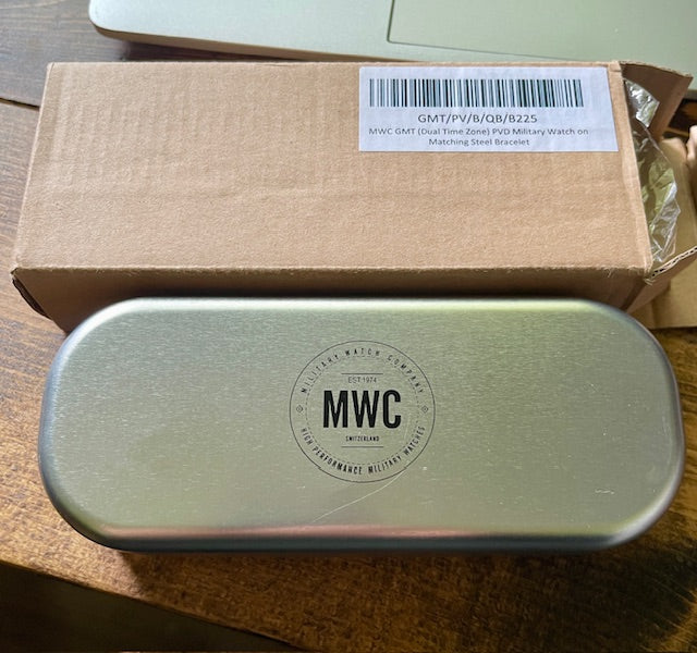 MWC GMT (Dual Time Zone) PVD Military Watch on Matching Steel Bracelet