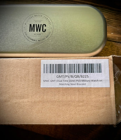 MWC GMT (Dual Time Zone) PVD Military Watch on Matching Steel Bracelet
