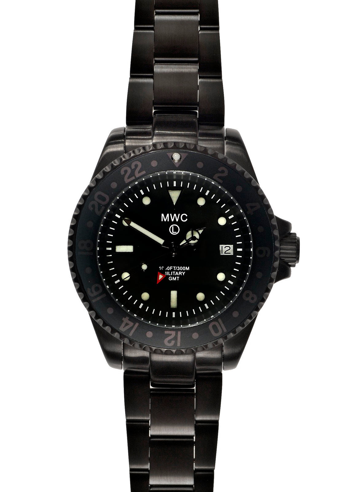 MWC GMT (Dual Time Zone) PVD Military Watch on Matching Steel Bracelet